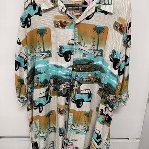 Island Collection Hawaiian Shirt Jeep, rt. 66, traffic signs, Beach, Mntn XXL